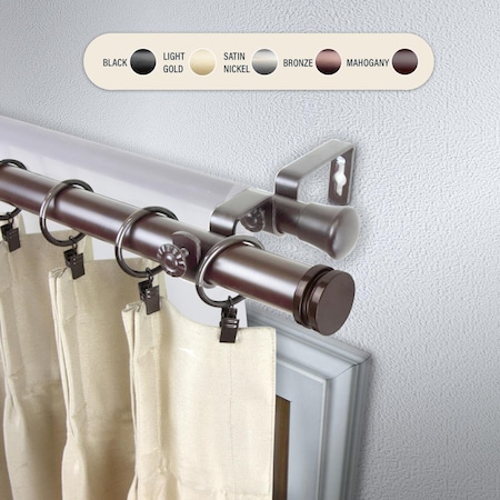 Kd 1 in. Cap Double Curtain Rod with 48 to 84 in. Extension, Bronze KD3726064